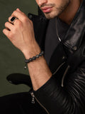 Nialaya Men's Beaded Bracelet Men's Black Diamond Beaded Bracelet with Lava Stone and Sterling Silver