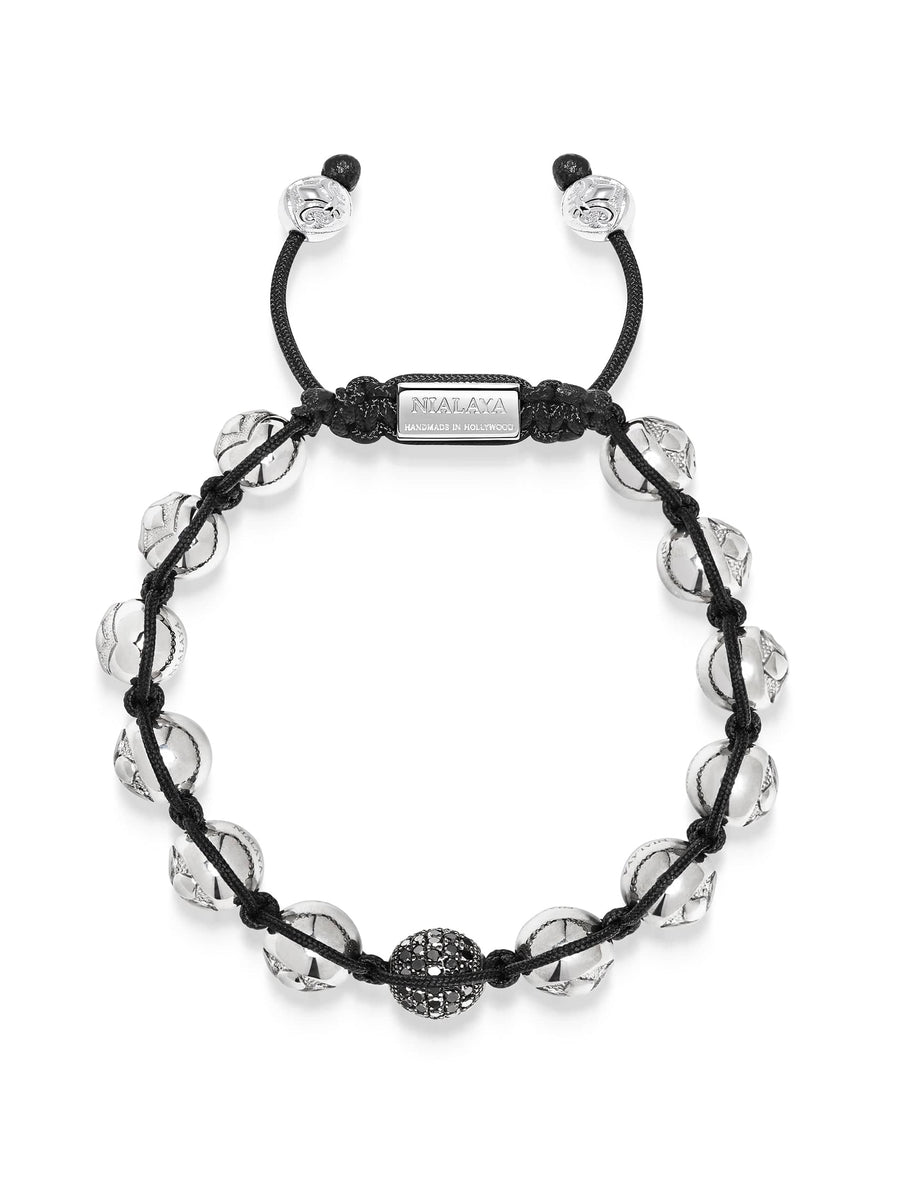 Black Diamond Beaded Sterling Silver Bracelet