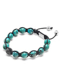 Nialaya Men's Beaded Bracelet Men's Black Diamond Beaded Bracelet with Turquoise and Sterling Silver