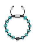 Nialaya Men's Beaded Bracelet Men's Black Diamond Beaded Bracelet with Turquoise and Sterling Silver