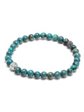 Nialaya Men's Beaded Bracelet Men's Black Diamond Wristband with Bali Turquoise