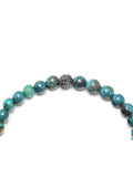Nialaya Men's Beaded Bracelet Men's Black Diamond Wristband with Bali Turquoise