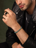 Nialaya Men's Beaded Bracelet Men's Black Diamond Wristband with Bali Turquoise