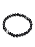 Nialaya Men's Beaded Bracelet Men's Black Diamond Wristband with Onyx