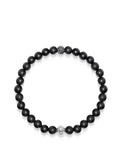 Nialaya Men's Beaded Bracelet Men's Black Diamond Wristband with Onyx