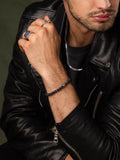 Nialaya Men's Beaded Bracelet Men's Black Diamond Wristband with Onyx