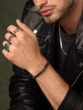 Nialaya Men's Beaded Bracelet Men's Black Diamond Wristband with Onyx and Hematite