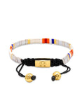 Nialaya Men's Beaded Bracelet Men's Bracelet with Grey and Orange Miyuki Tila Beads