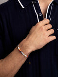 Nialaya Men's Beaded Bracelet Men's Bracelet with Grey and Orange Miyuki Tila Beads