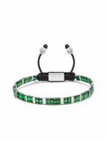 Nialaya Men's Beaded Bracelet Men's Bracelet with Marbled Green and Silver Miyuki Tila Beads