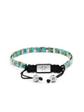 Nialaya Men's Beaded Bracelet Men's Bracelet with Marbled Turquoise and Silver Miyuki Tila Beads