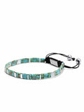 Nialaya Men's Beaded Bracelet Men's Bracelet with Marbled Turquoise and Silver Miyuki Tila Beads