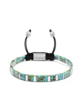 Nialaya Men's Beaded Bracelet Men's Bracelet with Marbled Turquoise and Silver Miyuki Tila Beads