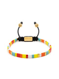 Nialaya Men's Beaded Bracelet Men's Bracelet with Mixed Colors and Gold Miyuki Tila Beads