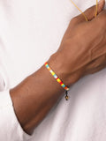 Nialaya Men's Beaded Bracelet Men's Bracelet with Mixed Colors and Gold Miyuki Tila Beads