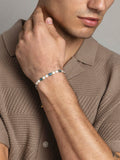 Nialaya Men's Beaded Bracelet Men's Bracelet with White, Patina Green and Gold Miyuki Tila Beads