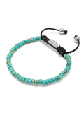 Nialaya Men's Beaded Bracelet Men's Miyuki Beaded Bracelet with Turquoise and Silver