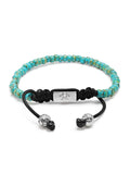Nialaya Men's Beaded Bracelet Men's Miyuki Beaded Bracelet with Turquoise and Silver