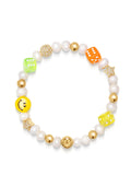 Nialaya Men's Beaded Bracelet Men's Pair of Dice Pearl Bracelet