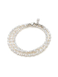 Nialaya Men's Beaded Bracelet Men's Silver Wrap-Around Bracelet with Pearls