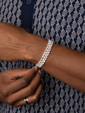 Nialaya Men's Beaded Bracelet Men's Silver Wrap-Around Bracelet with Pearls