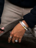 Nialaya Men's Beaded Bracelet Men's Smiley Face Pearl Bracelet