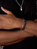Nialaya Men's Beaded Bracelet Men's Wrap-Around Bracelet with Matte Onyx and Silver Chain