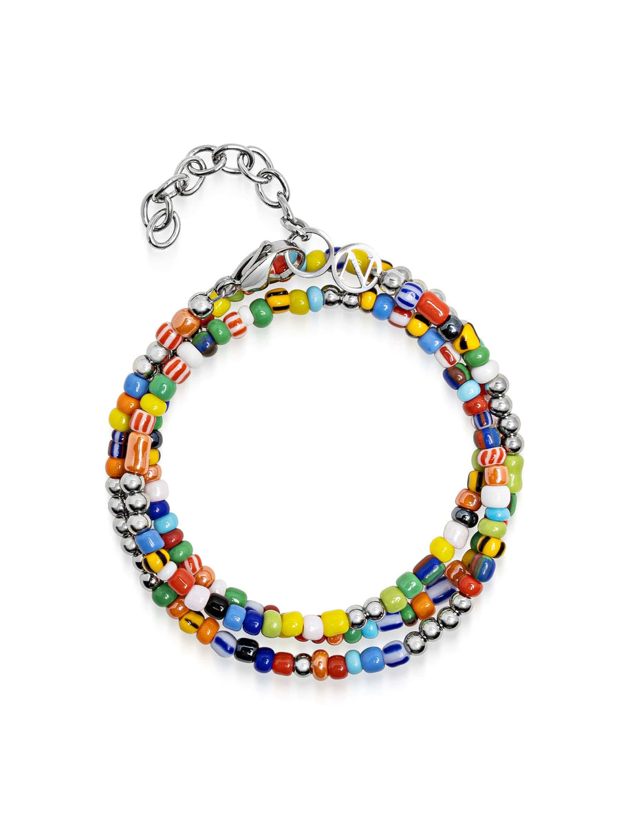 Isaia silver & glass beaded bracelet best sale