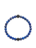 Men's Wristband with Blue Lapis and Black CZ Diamond