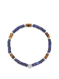Men's Wristband with Blue Lapis and Brown Tiger Eye Heishi Beads