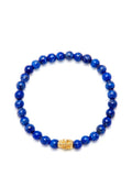 Nialaya Men's Beaded Bracelet Men's Wristband with Blue Lapis and Gold Skull