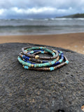 Nialaya Men's Beaded Bracelet Men's Wristband with Blue Lapis, Jasper, Gold, and Coconut Heishi Beads