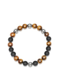 Men's Wristband with Brown Tiger Eye and Matte Onyx