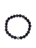 Men's Wristband with Faceted Gold Obsidian and Silver