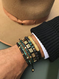 Nialaya Men's Beaded Bracelet Men's Wristband with Lava Stone and Bali Turqouise M (17cm / 6.7”) MCHCO_070