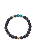 Nialaya Men's Beaded Bracelet Men's Wristband with Lava Stone and Bali Turqouise M (17cm / 6.7”) MCHCO_070