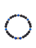 Men's Wristband with Lava Stone and Blue Lapis