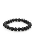 Nialaya Men's Beaded Bracelet Men's Wristband with Lava Stone, Matte Onyx and Black Logo Ball