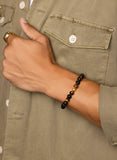 Nialaya Men's Beaded Bracelet Men's Wristband with Matte Onyx and Brown Tiger Eye