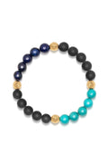 Nialaya Men's Beaded Bracelet Men's Wristband with Matte Onyx, Turquoise and Blue Lapis