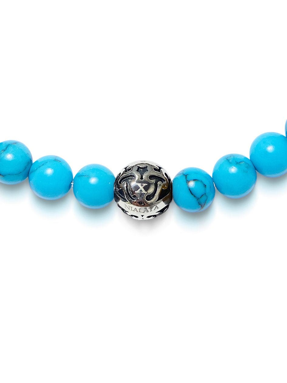 Nialaya Men's Beaded Bracelet Men's Wristband with Turquoise