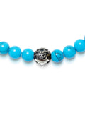 Nialaya Men's Beaded Bracelet Men's Wristband with Turquoise and Silver