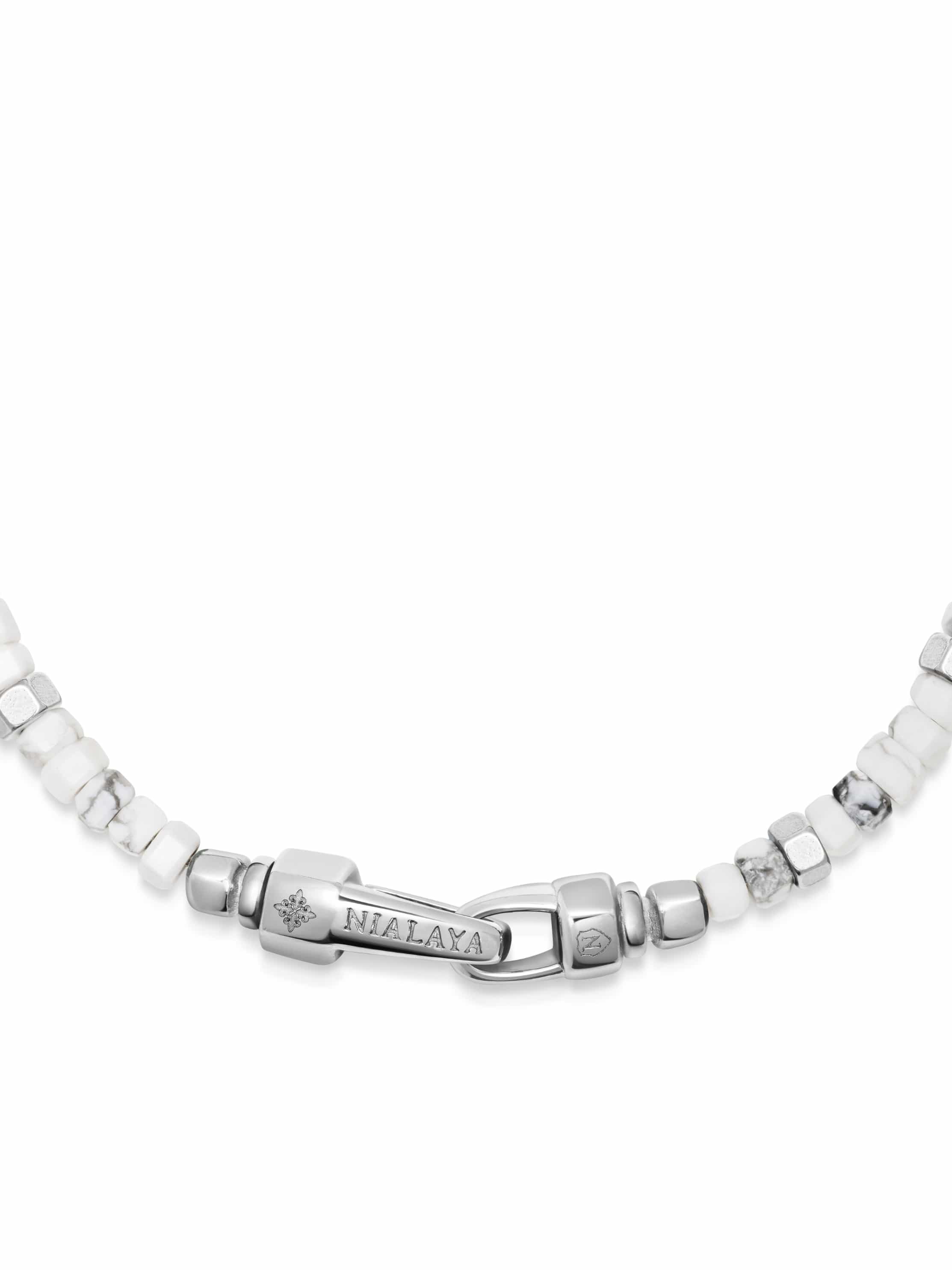 Nialaya Men's Beaded Bracelet Mini Hexagon Beaded Bracelet with White Howlite Mini Hexagon Beaded Bracelet with White Howlite