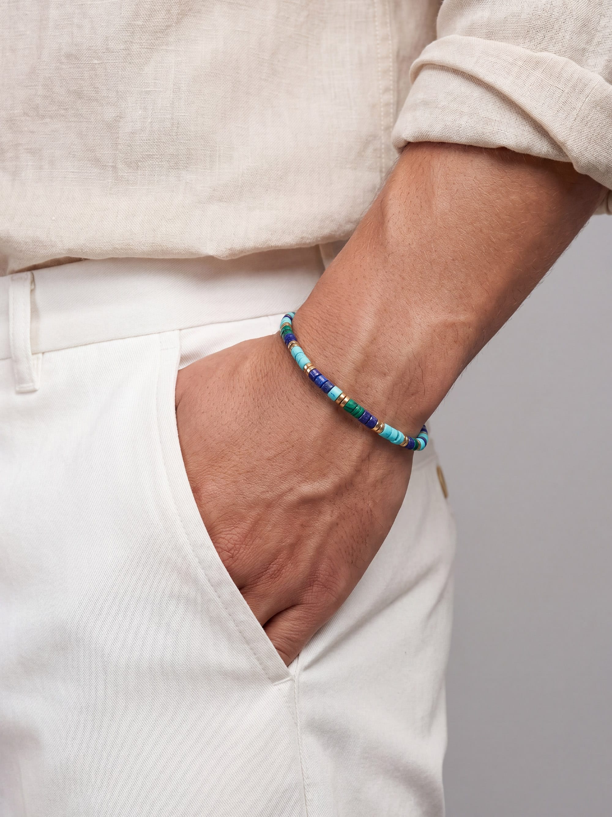 Nialaya Men's Beaded Bracelet Multicolor Heishi Bracelet Multicolor Heishi Bracelet
