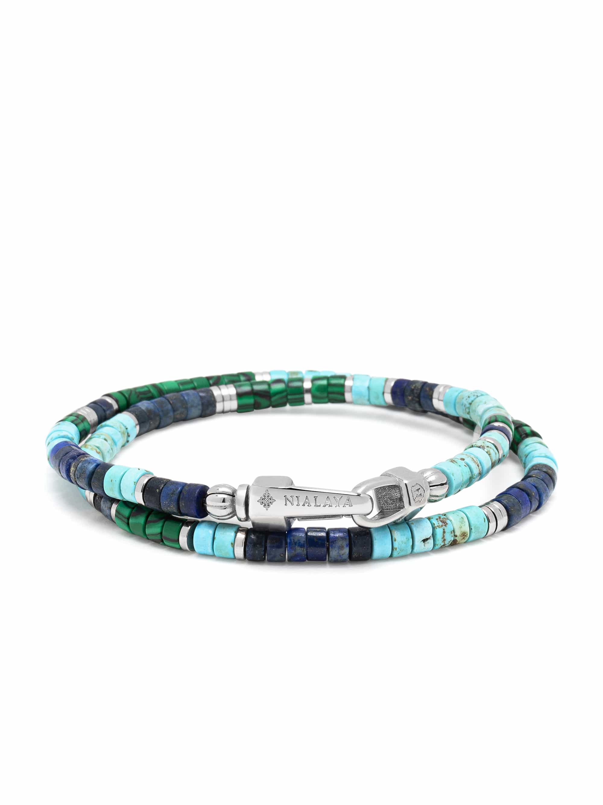 Nialaya Men's Beaded Bracelet Multicolor Heishi Wrap Bracelet Multicolor Heishi Wrap Bracelet