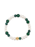 Nialaya Men's Beaded Bracelet Pearl Wristband with Green Aventurine and Malachite
