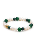 Nialaya Men's Beaded Bracelet Pearl Wristband with Green Aventurine and Malachite