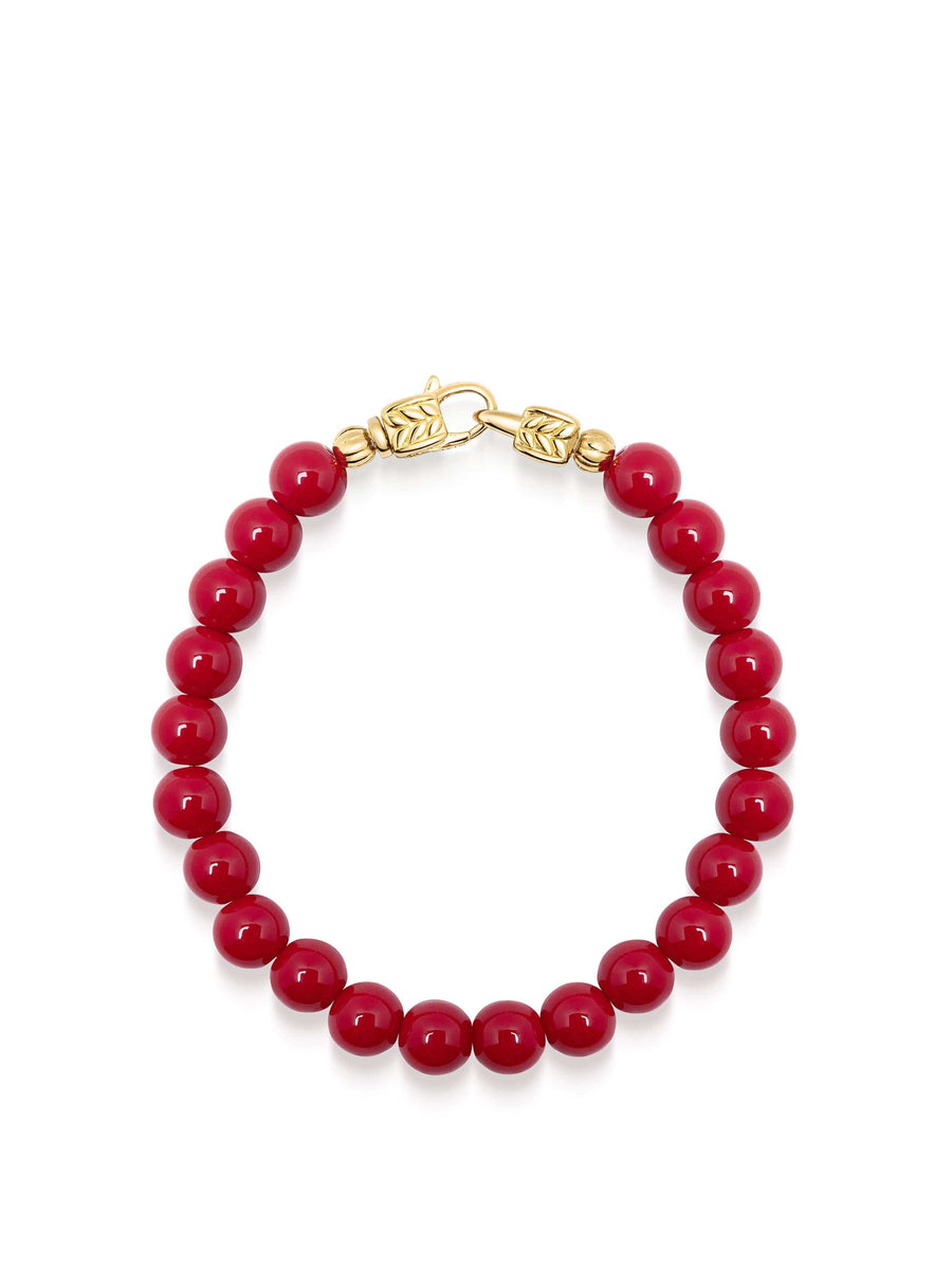 Red Beaded Healing Bracelet with Gold Lock