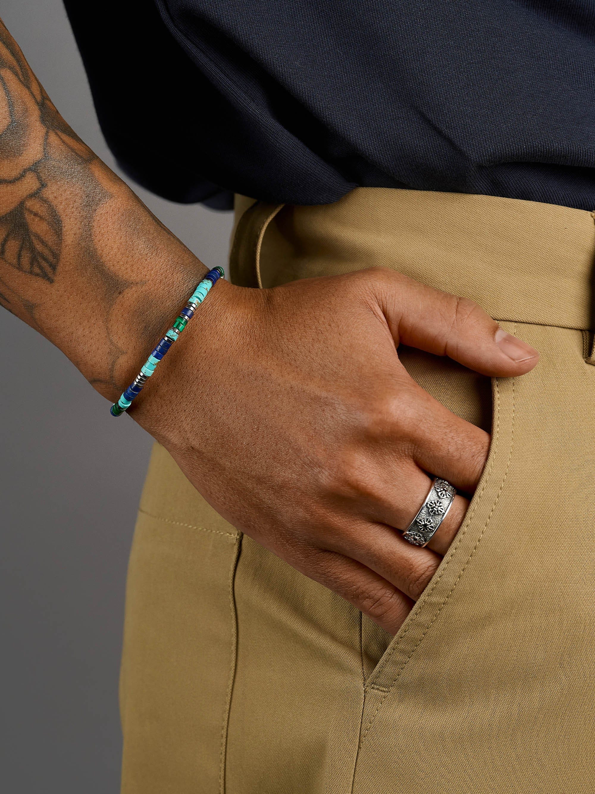 Nialaya Men's Beaded Bracelet Riviera Ocean Heishi Bracelet Riviera Ocean Heishi Bracelet