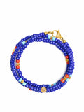 Nialaya Men's Beaded Bracelet The Mykonos Collection - Blue and Red Vintage Glass Beads with Turquoise